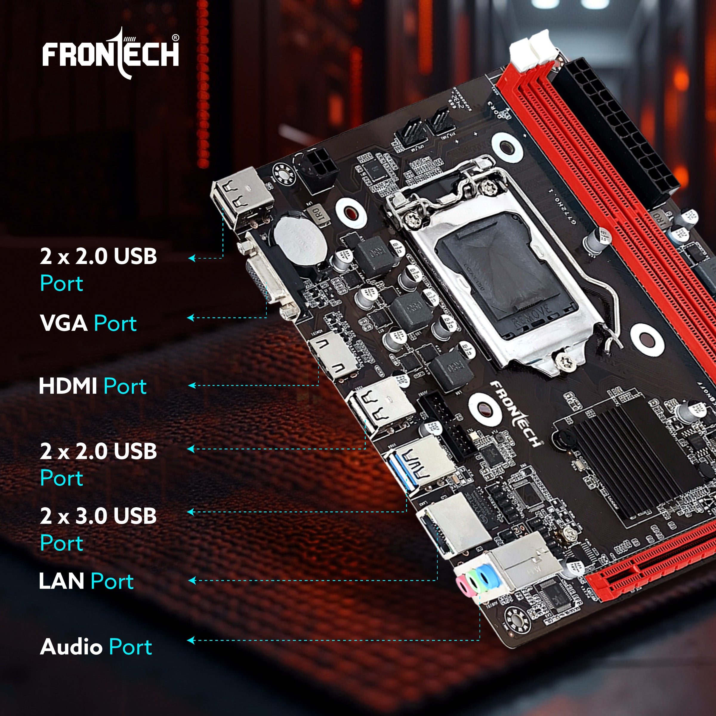 Frontech ProSeries H81 ATX Motherboard - Support Intel | AMD Processor,DDR4 | DDR5,PCIe Slots,LAN, Multiple USB Ports, HDMI | DisplayPort outputs Frontech ProSeries H81 ATX Motherboard - Support Intel | AMD Processor,DDR4 | DDR5,PCIe Slots,LAN, Multiple USB Ports, HDMI | DisplayPort outputs